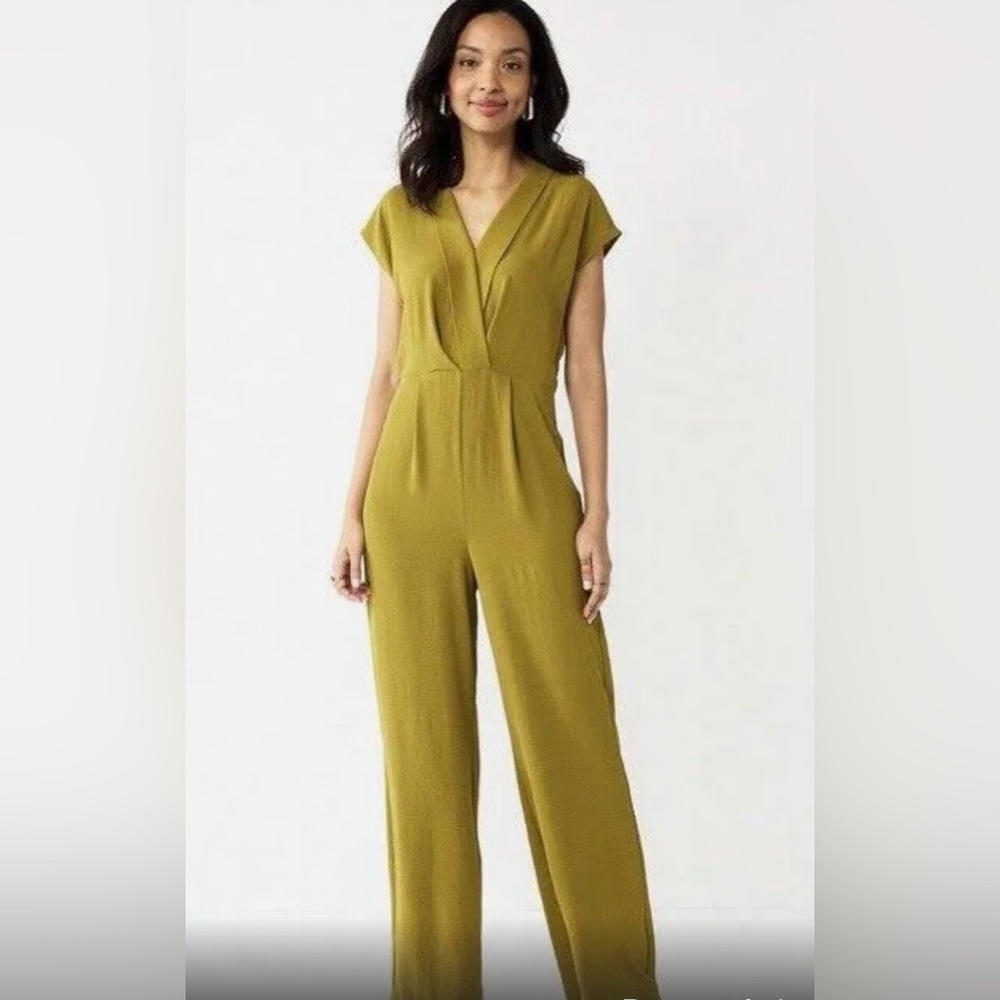 Nine West Chartreuse Jumpsuit Medium